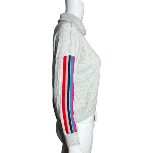 Love By Gap Sweater Womens XS Heather Gray Turtleneck Crop Side Rainbow Stripe - Picture 2 of 8